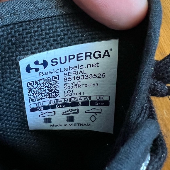 Superga 2630 Stripe Black and White Canvas Sneakers size 8/39 - Picture 7 of 7